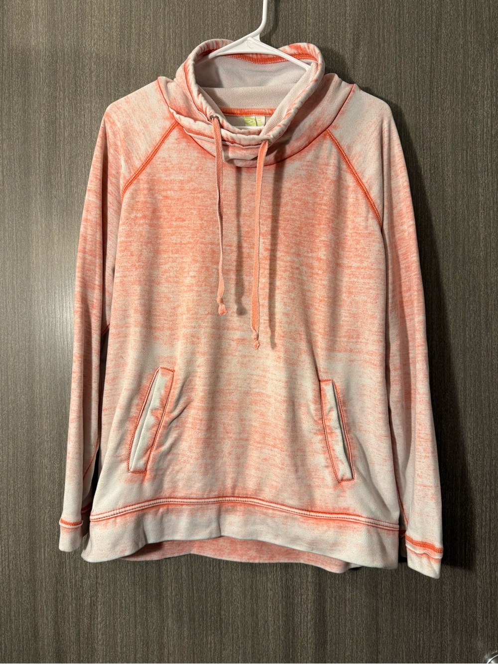 GreenTea Coral-Peach Heather Pullover Cowl Neck